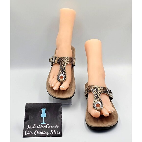 Vionic Women Lana Snake Skin Leather Podiatrist Designed Thong Sandals Sz 9 2496 - Picture 2 of 16